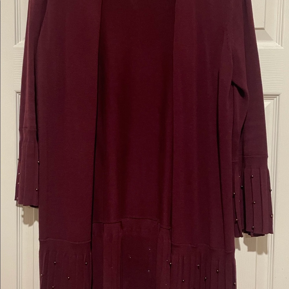 Chico’s beaded Cardigan burgundy color,